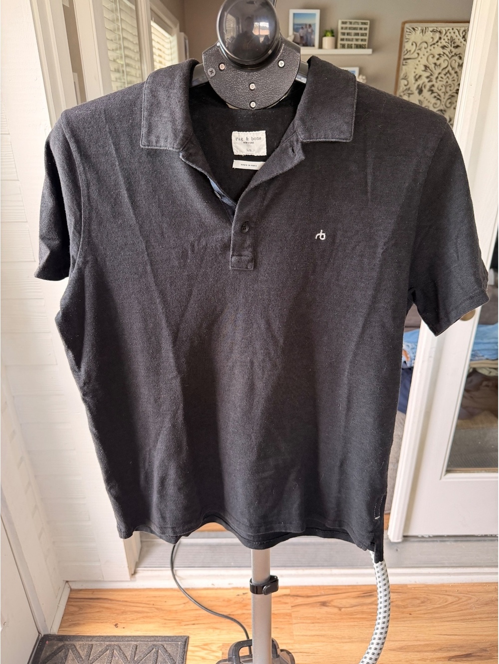 rag & bone black short sleeve polo shirt
